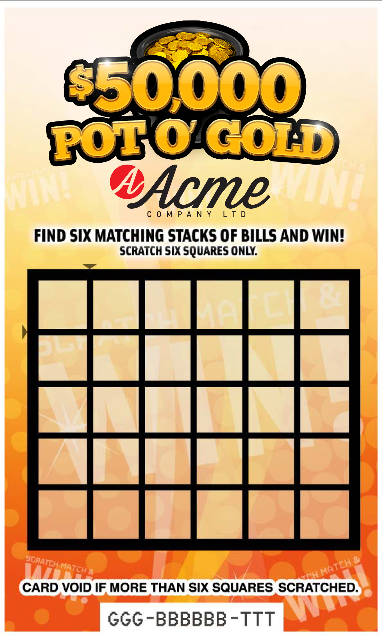 Pot O' Gold Customizable Scratch & Win Card