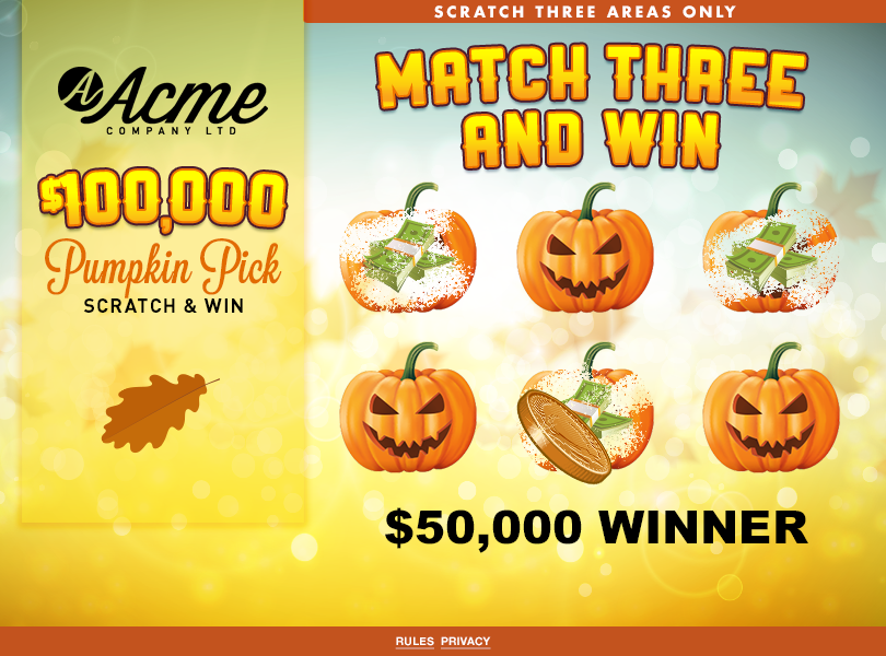 Pumpkin Pick Scratch & Win Game