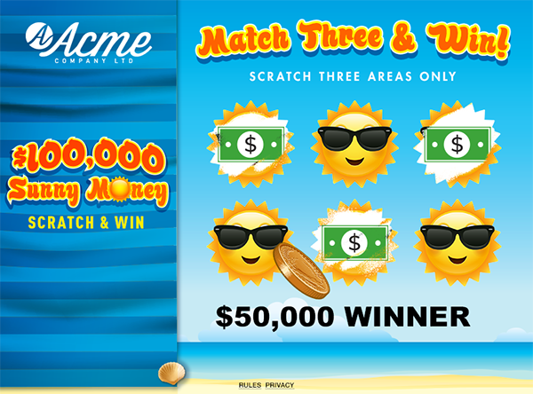 Sunny Money Scratch and Win Game