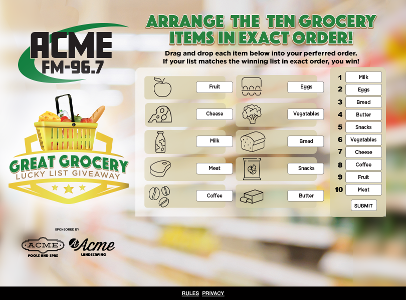 Grocery Giveaway Scratch Match Win Game